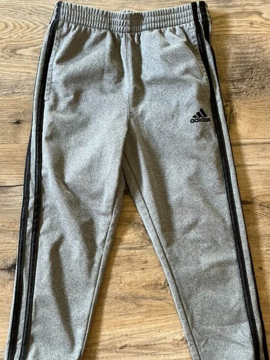 adidas Other - Adidas Youth Gray Track Pants Athletic Joggers Black Side Stripe Size 6